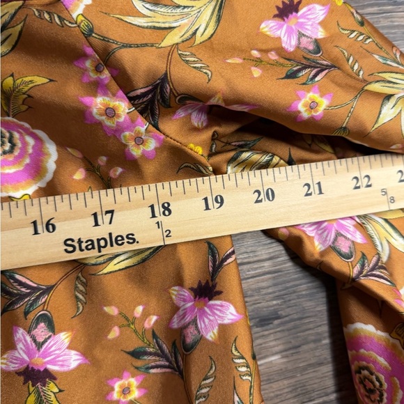 LOFT Floral Blouse in Mustard and Burgundy - Picture 4 of 8